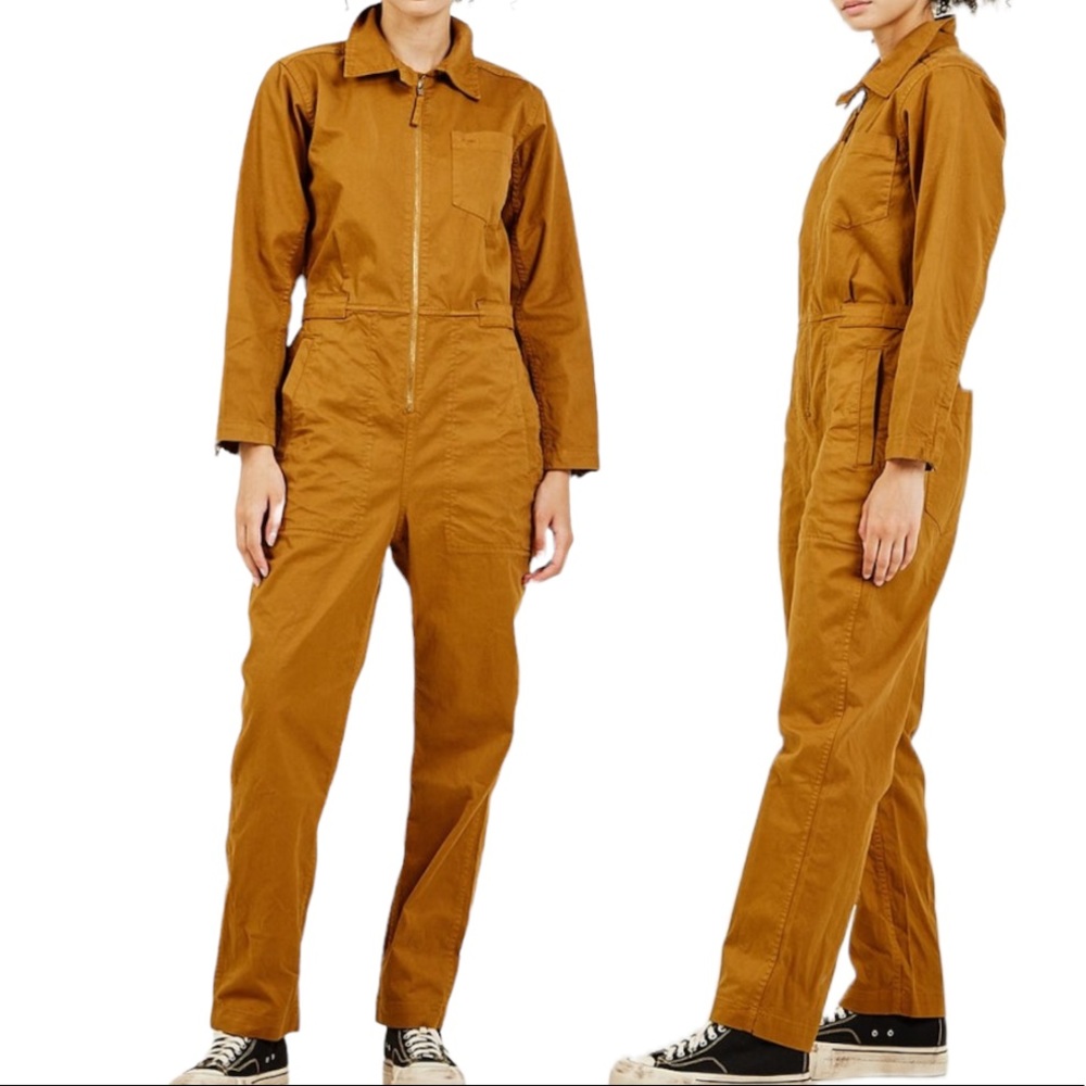 Alex Mill Judd Zip Front Jumpsuit in Gold Size Large